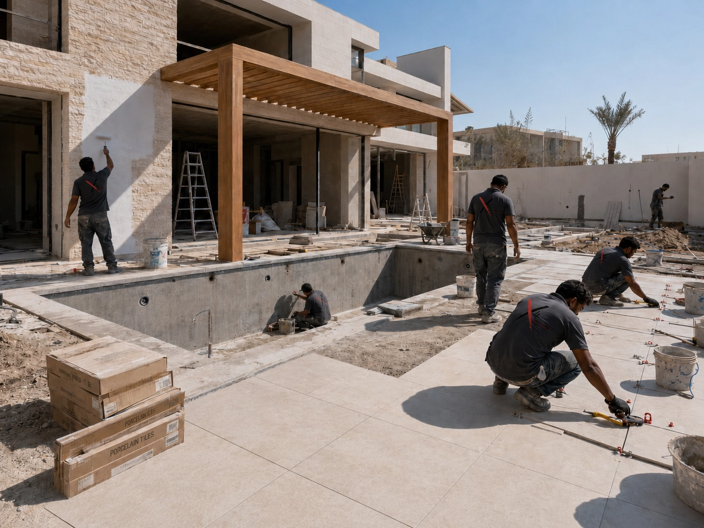 Luxury villa landscaping works by X4 Design and Build